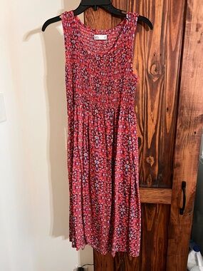 croft & barrow Red Floral-Print Midi Dress